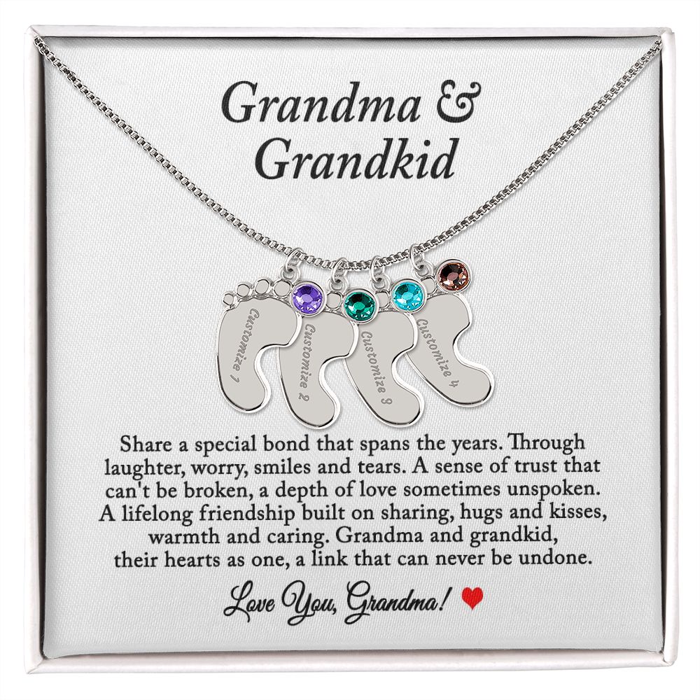 Grandma Necklace Personalized with Grandkids Birthstone and Name Necklace Gift for Mom, Grandma Gift from Grandchildren, Mothers Day Gift