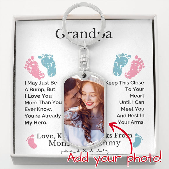 Grandpa To Be Gift, New Grandpa Keepsake Gift from Baby Bump, Grandpa To Be Baby Scan Keychain