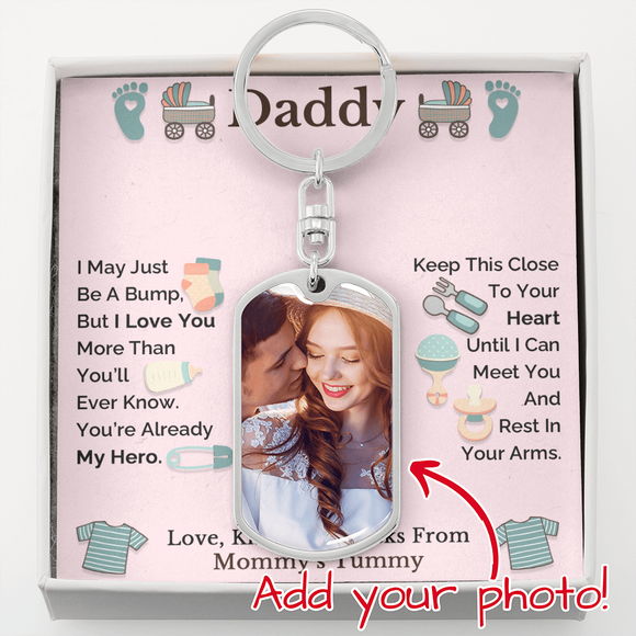 Daddy To Be Keepsake Gift From Baby Bump, Pregnancy Scan Keychain, Sonogram Keychain for Daddy - Baby Girl