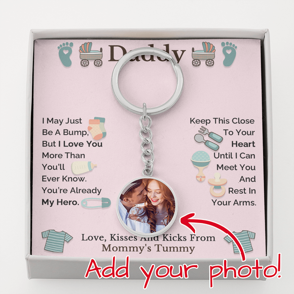 Daddy To Be Keepsake Gift From Baby Bump, Pregnancy Scan Keychain, Sonogram Keychain for New Daddy, Birthday Gift for First Time Dad - Baby Girl