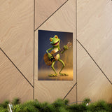 Funny Frog Playing Guitar Wall Print, Cute Frog Prints, Premium Matte Vertical Posters Unframed