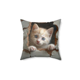 Curious Kitten Spun Polyester Square Pillow