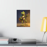 Funny Frog Playing Guitar Wall Print, Cute Frog Prints, Premium Matte Vertical Posters Unframed