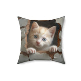 Curious Kitten Spun Polyester Square Pillow