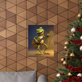 Funny Frog Playing Guitar Wall Print, Cute Frog Prints, Premium Matte Vertical Posters Unframed