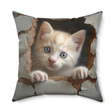 Curious Kitten Spun Polyester Square Pillow