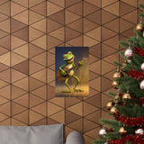 Funny Frog Playing Guitar Wall Print, Cute Frog Prints, Premium Matte Vertical Posters Unframed