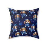 Cute Astronaut Puppies in Space Spun Polyester Square Pillow