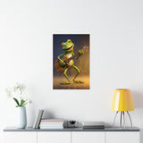 Funny Frog Playing Guitar Wall Print, Cute Frog Prints, Premium Matte Vertical Posters Unframed