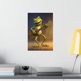 Funny Frog Playing Guitar Wall Print, Cute Frog Prints, Premium Matte Vertical Posters Unframed