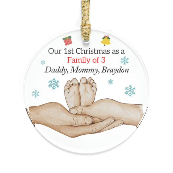 Personalized Family of Three Christmas Ornament, Family of 3, Family Ornament, Baby's First Christmas Ornament, First Christmas Ornament