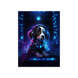 Cute Tech Savvy Puppy Poster, Futuristic Wall Art Print, CyberPunk Puppy Wall Print Unframed