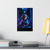 Cute Tech Savvy Puppy Poster, Futuristic Wall Art Print, CyberPunk Puppy Wall Print Unframed