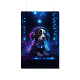 Cute Tech Savvy Puppy Poster, Futuristic Wall Art Print, CyberPunk Puppy Wall Print Unframed