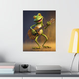 Funny Frog Playing Guitar Wall Print, Cute Frog Prints, Premium Matte Vertical Posters Unframed