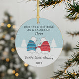 Personalized Family of Three Christmas Ornament, Family of 3, Family Ornament, Baby's First Christmas Ornament, First Christmas Ornament