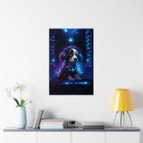 Cute Tech Savvy Puppy Poster, Futuristic Wall Art Print, CyberPunk Puppy Wall Print Unframed