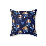 Cute Astronaut Puppies in Space Spun Polyester Square Pillow