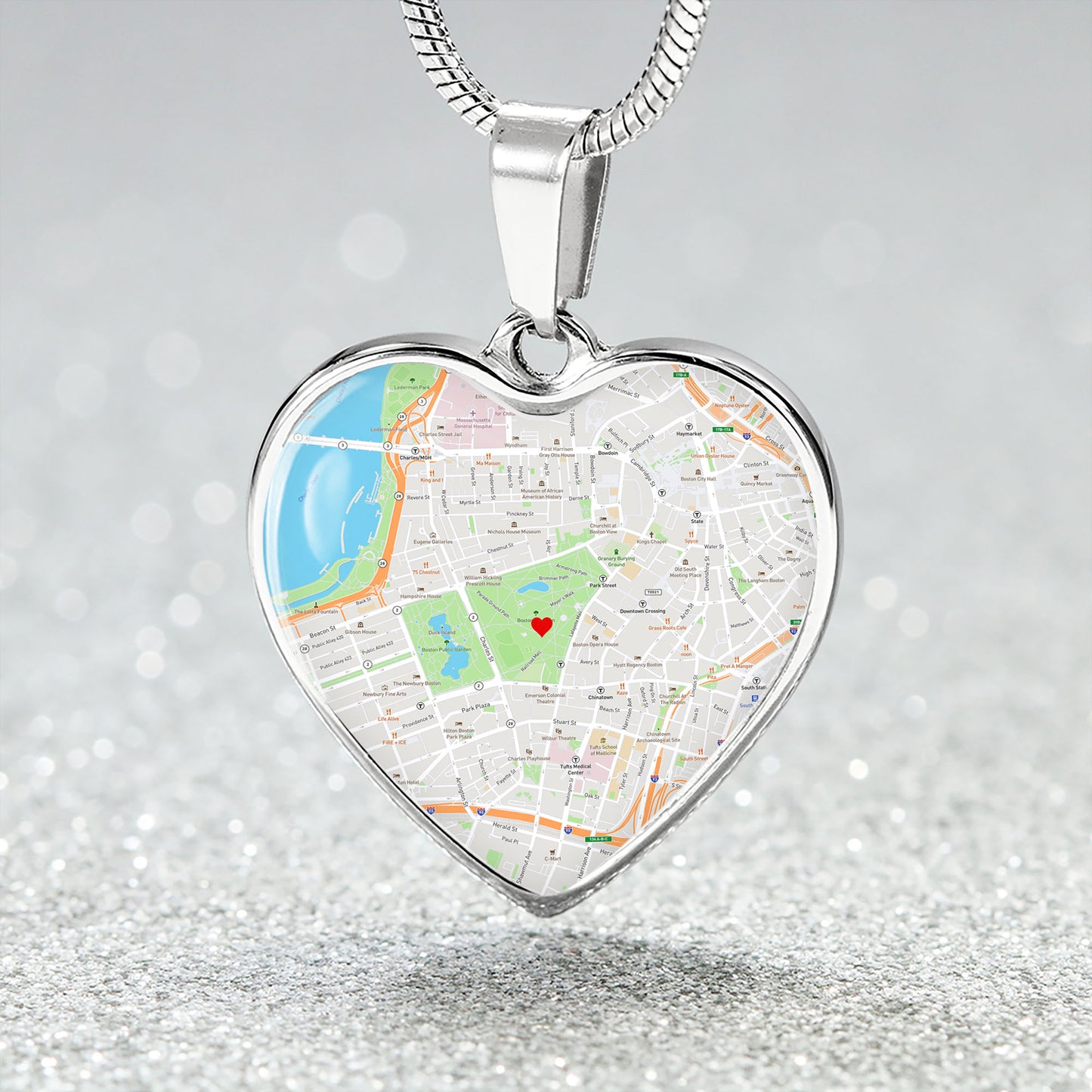 Where We First Met Map, Location Map Heart Necklace, Custom Anniversary Gift for Her, Valentines Day Gifts