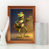 Funny Frog Playing Guitar Wall Print, Cute Frog Prints, Premium Matte Vertical Posters Unframed