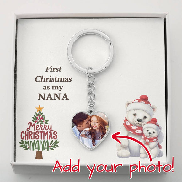 First Christmas as my Nana Keychain, 1st Christmas Photo Keychain Personalized, First Christmas as my Nana, Christmas Gift for New Nana