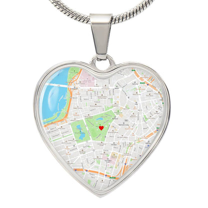 Where We First Met Map, Location Map Heart Necklace, Custom Anniversary Gift for Her, Valentines Day Gifts