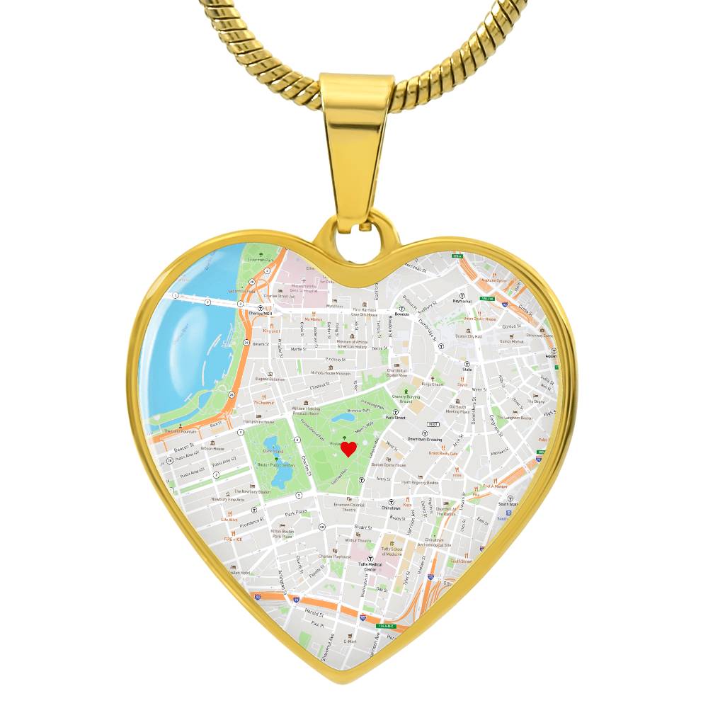 Where We First Met Map, Location Map Heart Necklace, Custom Anniversary Gift for Her, Valentines Day Gifts