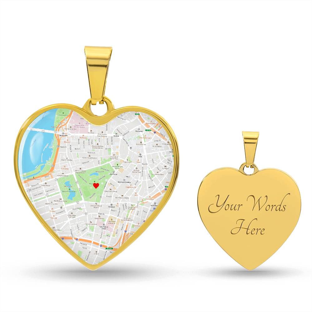 Where We First Met Map, Location Map Heart Necklace, Custom Anniversary Gift for Her, Valentines Day Gifts