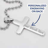 Christmas Gift for Son – Personalized Cross Necklace, Prayer Gift from Mom or Dad - Ball Chain