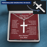 Christmas Gift for Son – Personalized Cross Necklace, Prayer Gift from Mom or Dad - Ball Chain