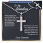 To My Grandson Cross Necklace, Gifts For Grandson From Grandma, Birthday Gift, Christmas Gift, Graduation Gift For Grandson, From Grandpa - Ball Chain
