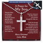 Christmas Gift for Son – Personalized Cross Necklace, Prayer Gift from Mom or Dad - Ball Chain