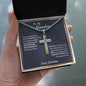 To My Grandson Cross Necklace, Gifts For Grandson From Grandma, Birthday Gift, Christmas Gift, Graduation Gift For Grandson, From Grandpa - Ball Chain