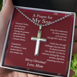 Christmas Gift for Son – Personalized Cross Necklace, Prayer Gift from Mom or Dad - Ball Chain