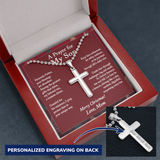 Christmas Gift for Son – Personalized Cross Necklace, Prayer Gift from Mom or Dad - Ball Chain