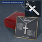 To My Grandson Cross Necklace, Gifts For Grandson From Grandma, Birthday Gift, Christmas Gift, Graduation Gift For Grandson, From Grandpa - Ball Chain