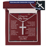 Christmas Gift for Son – Personalized Cross Necklace, Prayer Gift from Mom or Dad - Ball Chain