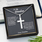 To My Grandson Cross Necklace, Gifts For Grandson From Grandma, Birthday Gift, Christmas Gift, Graduation Gift For Grandson, From Grandpa - Snake Chain