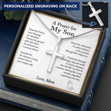 Son Gift from Mom, A Prayer for My Son Cross Necklace, Son Birthday Gift, Son Graduation Gift, From Dad to Son, Christmas Gifts For Son - Snake Chain