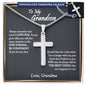 To My Grandson Cross Necklace, Gifts For Grandson From Grandma, Birthday Gift, Christmas Gift, Graduation Gift For Grandson, From Grandpa - Snake Chain