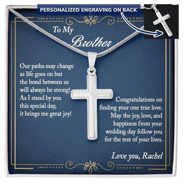 To My Brother on His Wedding Day, Groom Gift from Sister, Brother Wedding Day Gift, Personalized Wedding Gift from Sister to Groom - Snake Chain
