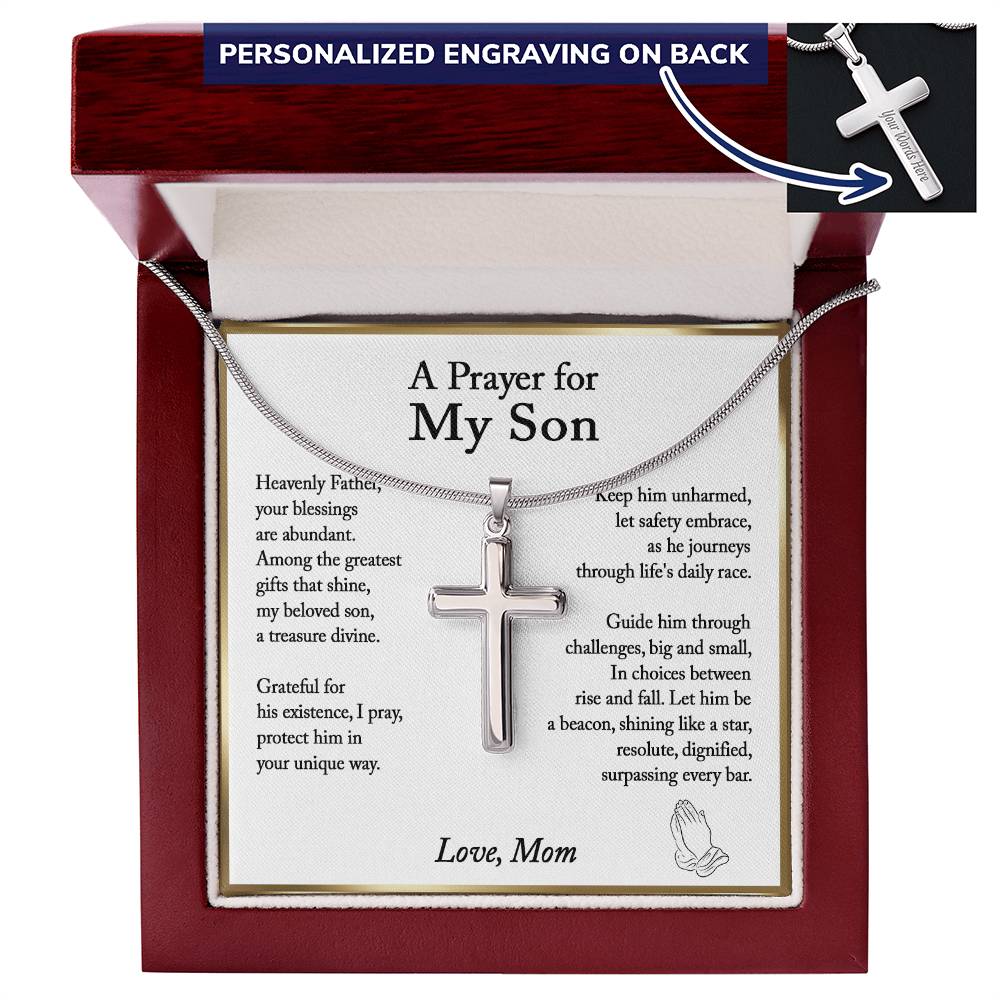 Son Gift from Mom, A Prayer for My Son Cross Necklace, Son Birthday Gi –  HeartQ, image size:1000x1000