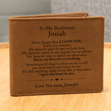 To My Boyfriend Leather Wallet, Boyfriend Birthday Gift, Romantic Gift for Boyfriend, Unique Anniversary Gift for Boyfriend
