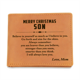 Christmas Gift for Son – Personalized Leather Wallet, Inspirational Gift from Mom or Dad