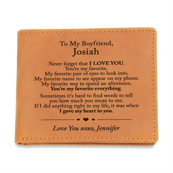 To My Boyfriend Leather Wallet, Boyfriend Birthday Gift, Romantic Gift for Boyfriend, Unique Anniversary Gift for Boyfriend