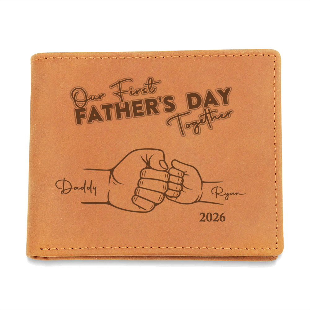 Personalized First Father's Day Leather Wallet for New Dad – Custom Gift for First Time Father from Baby