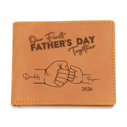 Personalized First Father's Day Leather Wallet for New Dad – Custom Gift for First Time Father from Baby