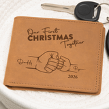 Personalized Our First Christmas Together Leather Wallet for New Dad – Custom Gift for First Time Father from Baby