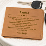 Personalized Leather Mens Wallet, Christmas Gift for Boyfriend, Him, Engraved Custom Anniversary Wallet