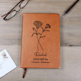 January Birth Flower Personalized Journal, Carnation Birth Flower Personalized Journal